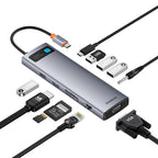 Baseus B00030709811-00 11-port USB-C hub in grey - view 2