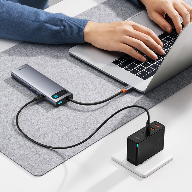 Baseus B00030709811-00 11-port USB-C hub in grey - view 4