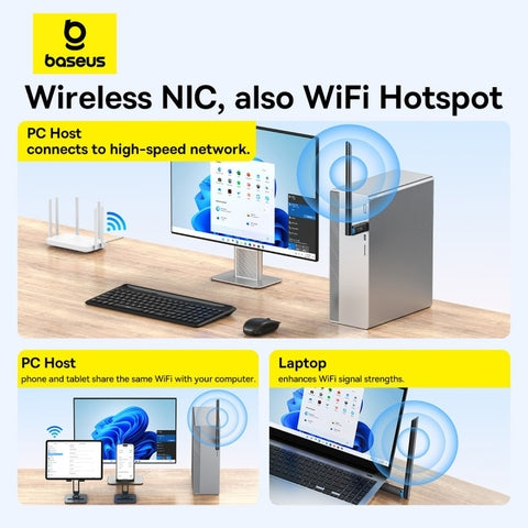 Baseus FastJoy 150Mbps USB Wi-Fi adapter with external antenna in black – view 8