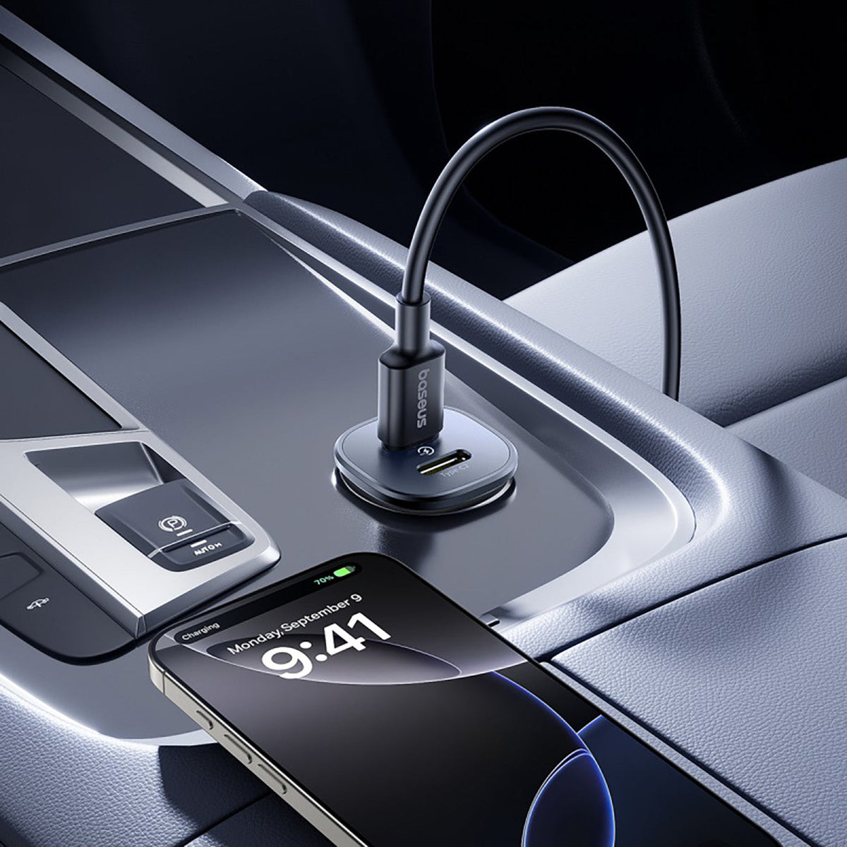 Baseus GoTrip DP1 dual USB-C 30W car charger Cosmic Black — product image 9