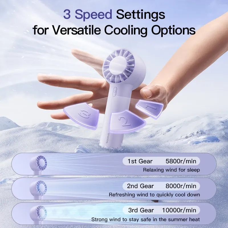 Baseus GoTrip DT1 mini turbine handheld fan in Nebula Purple – view 4