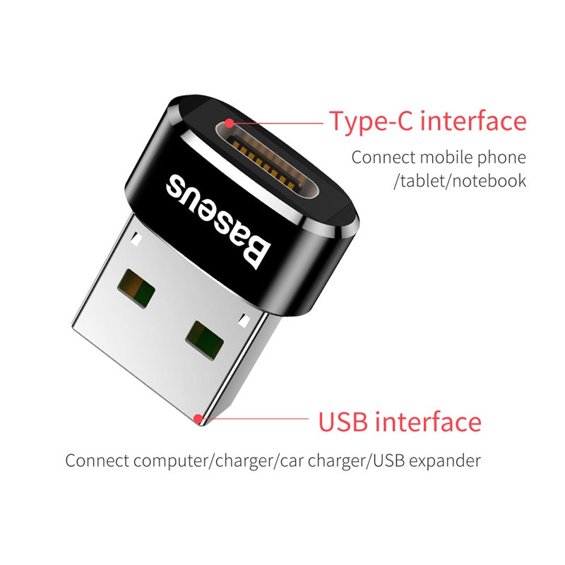 Baseus USB-C female to USB-A male OTG adapter in black – view 9