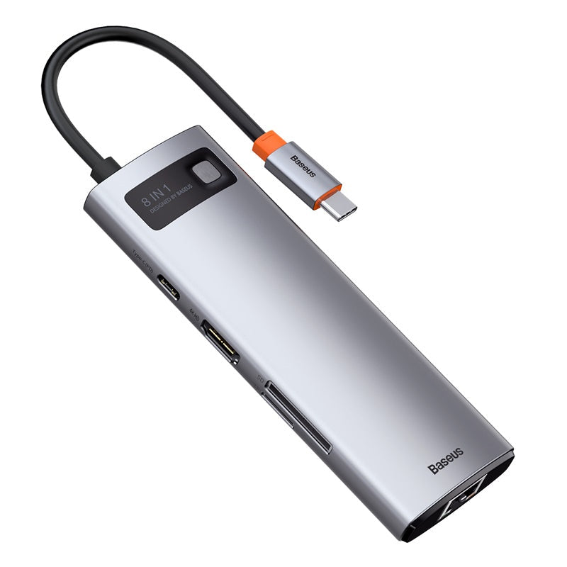 Baseus Metal Gleam 8-in-1 USB-C hub in gray – view 1