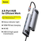 Baseus Metal Gleam 8-in-1 USB-C hub in gray – view 3