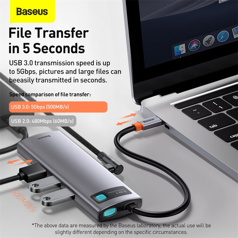 Baseus Metal Gleam 8-in-1 USB-C hub in gray – view 4