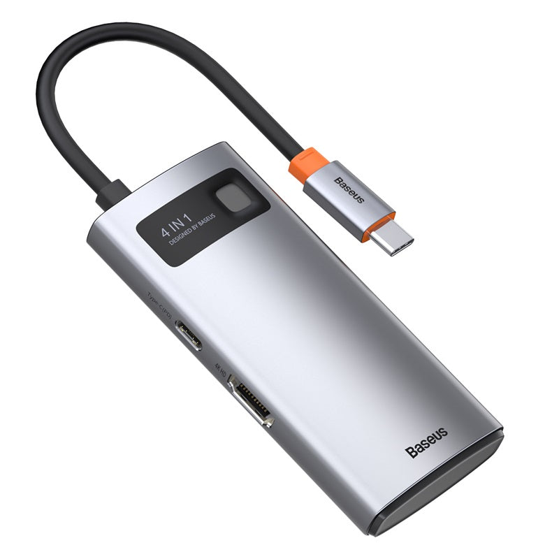 Baseus Metal Gleam 4-in-1 USB-C hub in gray – view 1