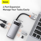Baseus Metal Gleam 4-in-1 USB-C hub in gray – view 3