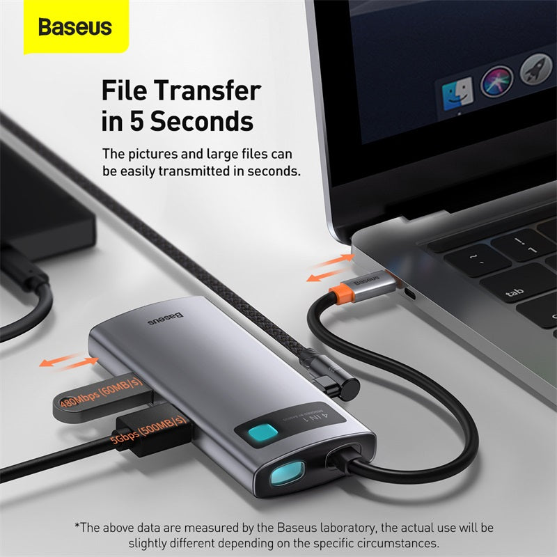 Baseus Metal Gleam 4-in-1 USB-C hub in gray – view 4