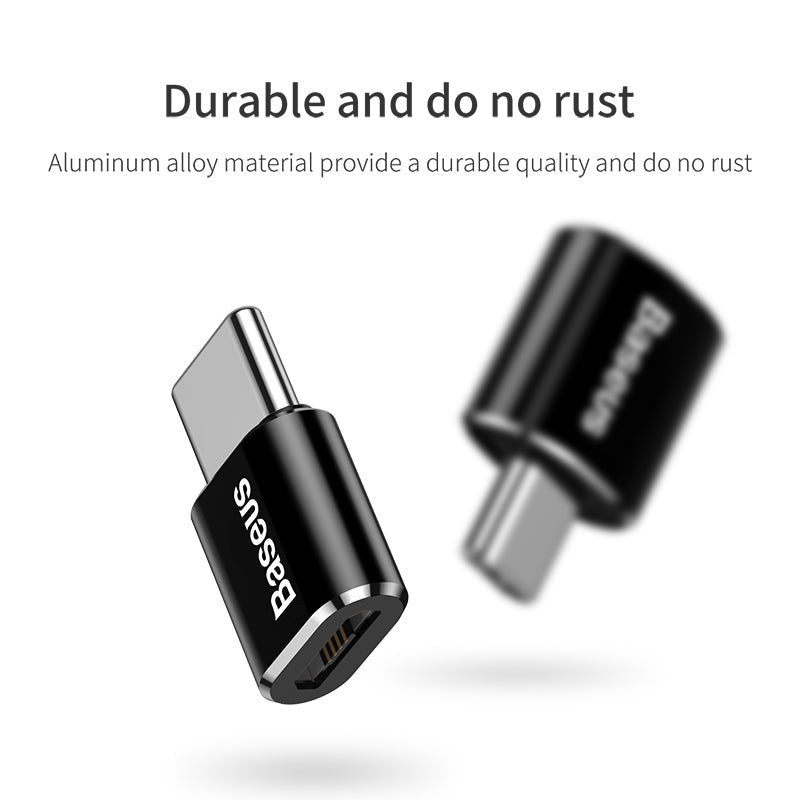 Baseus Micro-USB female to USB-C male adapter in black – view 4