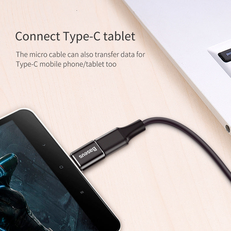 Baseus Micro-USB female to USB-C male adapter in black – view 5