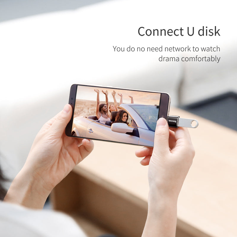 Baseus Micro-USB female to USB-C male adapter in black – view 6
