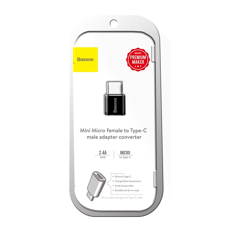 Baseus Micro-USB female to USB-C male adapter in black – view 9