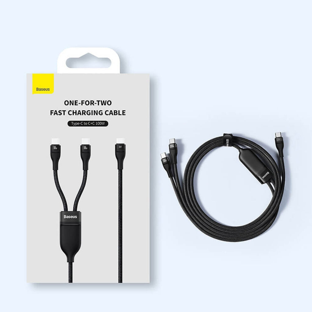 Baseus Flash Series Ⅱ One-for-Two Fast Charging Cable (Type-C to C+C) 100W product image 2