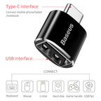 Baseus USB-A female to USB-C male OTG adapter in black – view 2