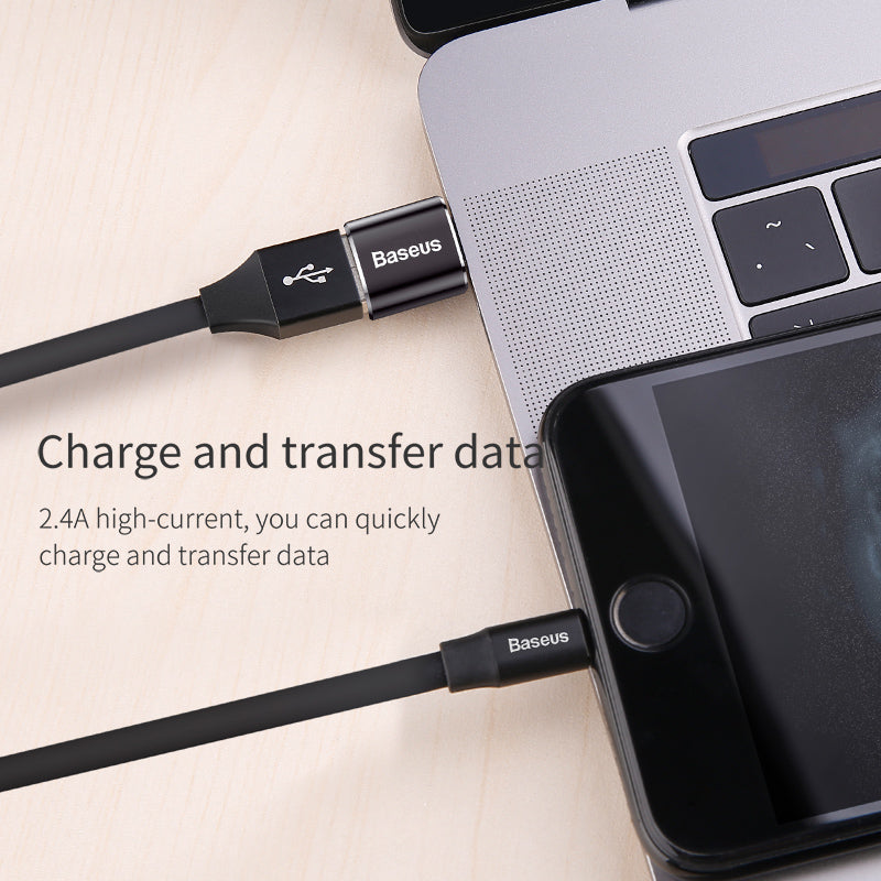 Baseus USB-A female to USB-C male OTG adapter in black – view 3