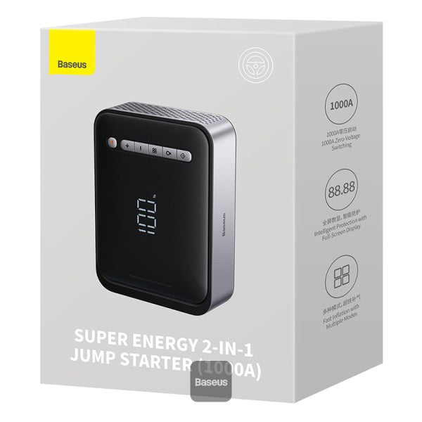 Baseus Super Energy 2-in-1 1000A jump starter and tyre inflator in black, SKU CGCN000001, view 10