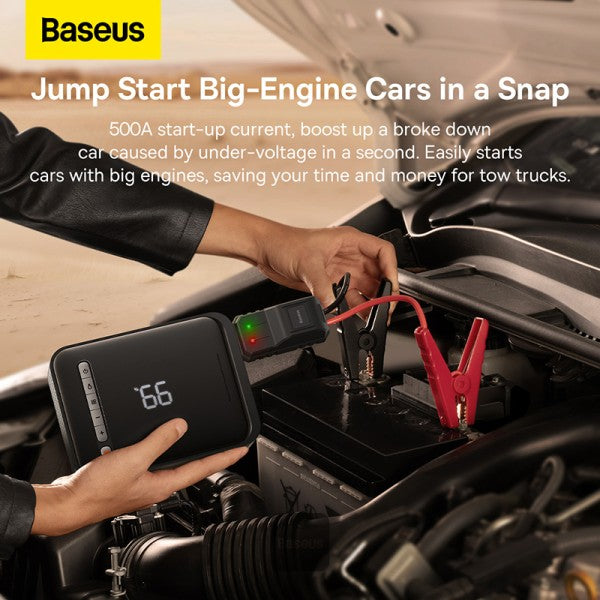 Baseus Super Energy 2-in-1 1000A jump starter and tyre inflator in black, SKU CGCN000001, view 4