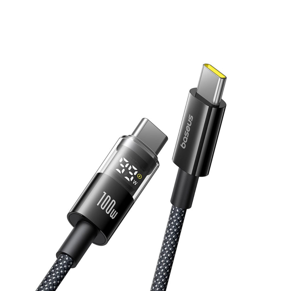 Baseus Display 2 100W USB-C cable black LED display close-up