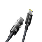 Baseus Display 2 100W USB-C cable black LED display close-up