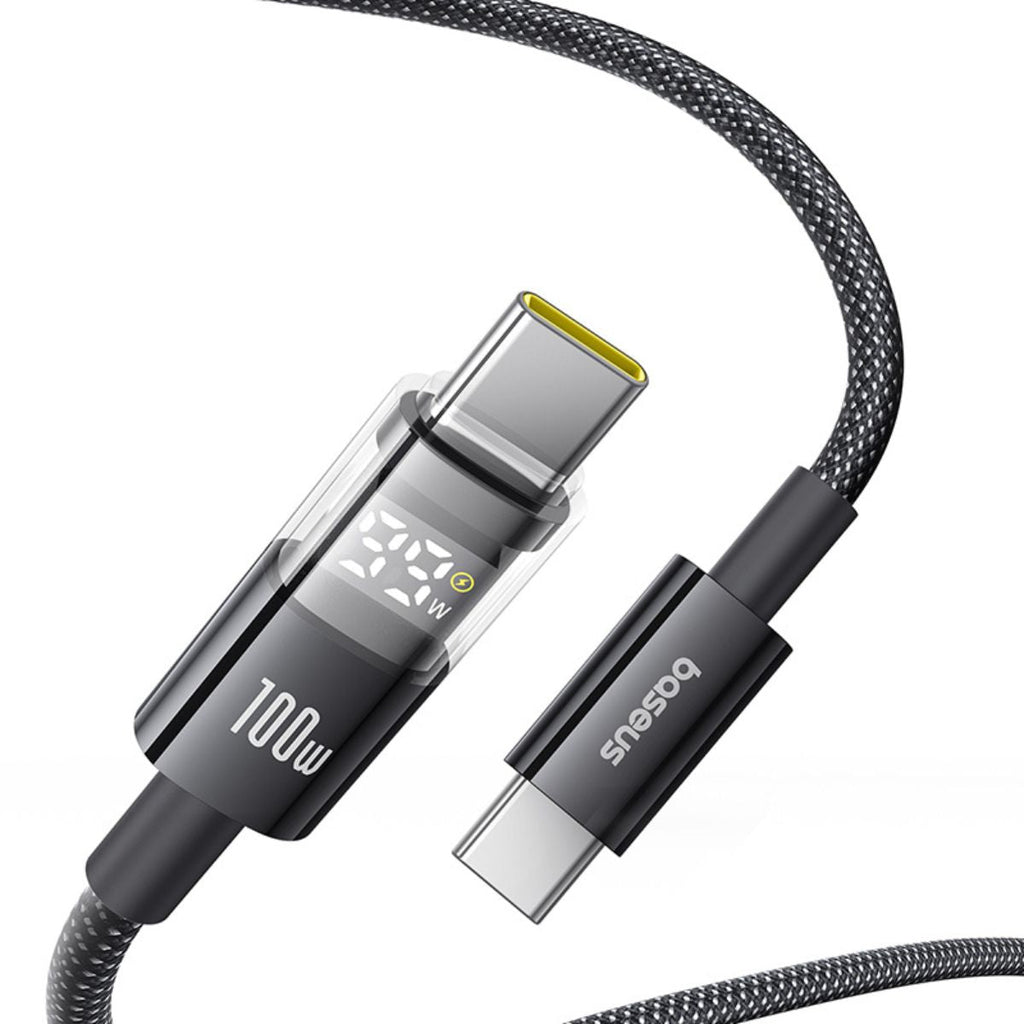 Baseus Display 2 100W USB-C to USB-C cable black LED wattage display