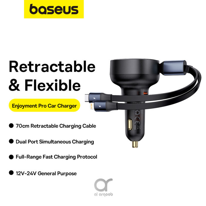 Baseus Enjoyment Pro Series 60W Car Charger Type-C + Type-C & Lightning product image 2