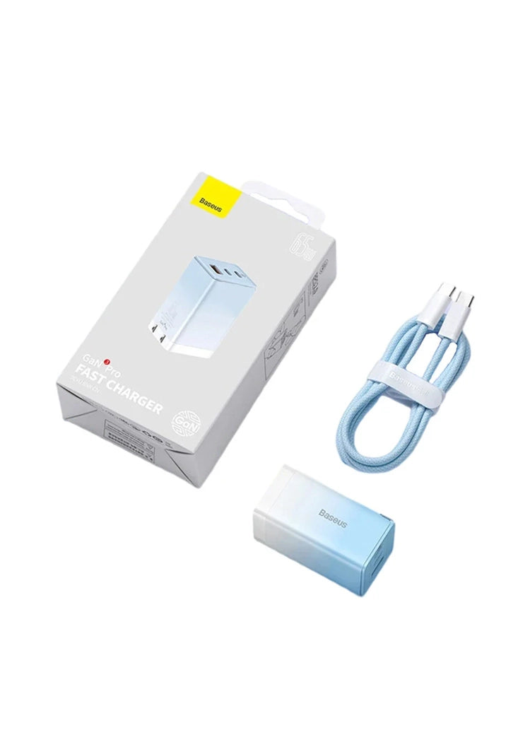 Baseus GaN3 Pro Fast Charger 2C+U 65W CN Cloud CCGP050003 price in Pakistan – Baseus