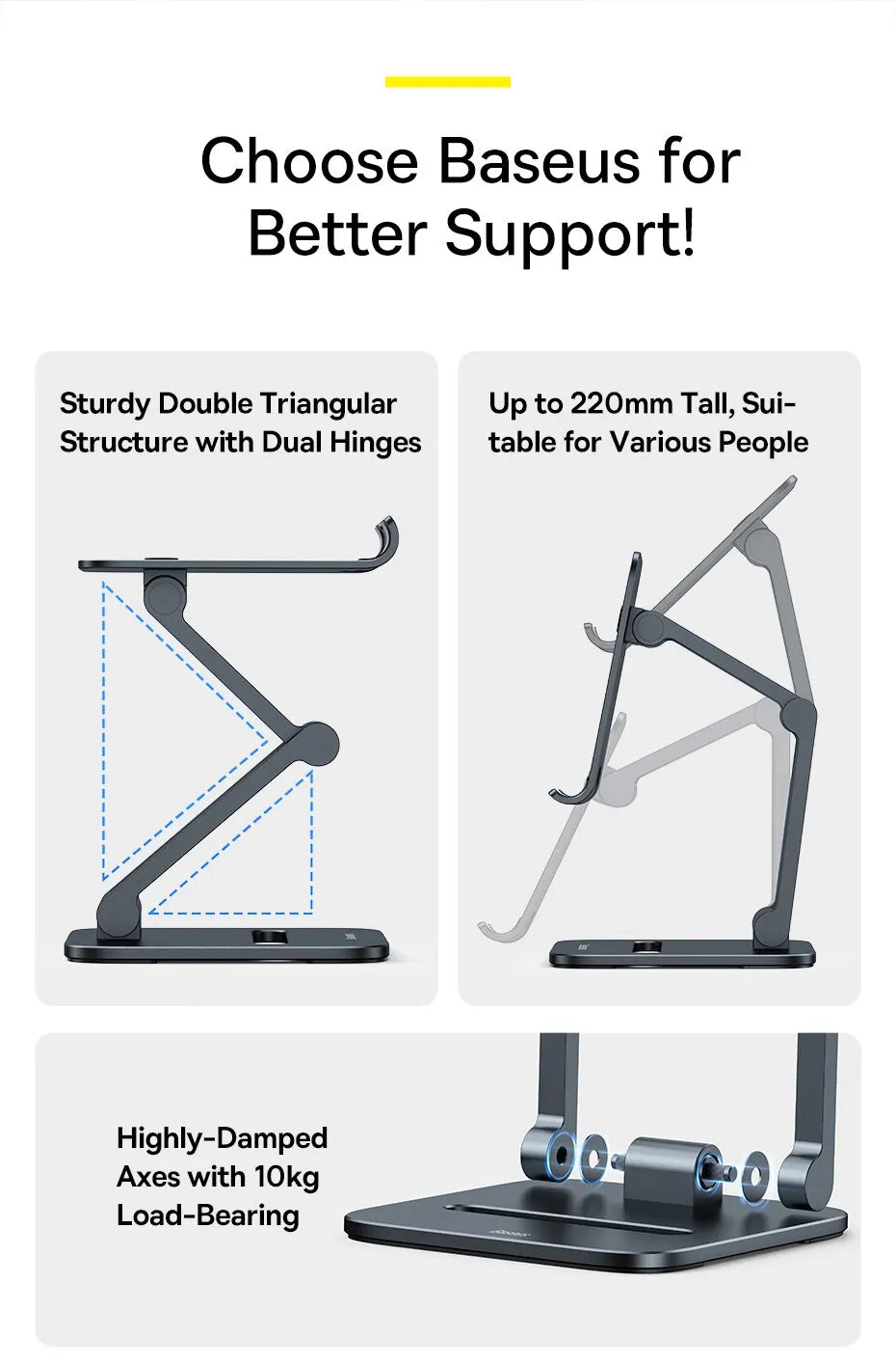Baseus metal desktop biaxial folding bracket (For Tablet product image 2
