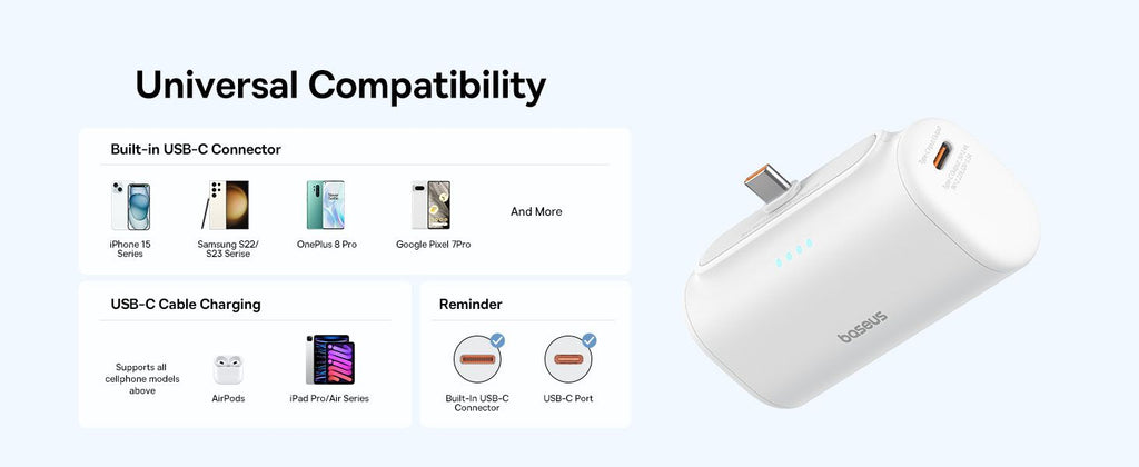 Baseus Compact power bank Type-C connector detail