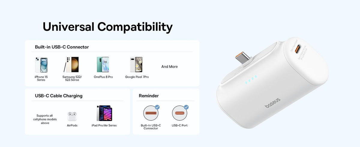Baseus Compact power bank Type-C connector detail