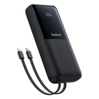 Baseus Lipow 20000mAh 22.5W black dual-cable power bank front view, SKU P10075101115-00