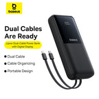 Baseus Lipow black power bank built-in USB-C and Lightning cables, SKU P10075101115-00
