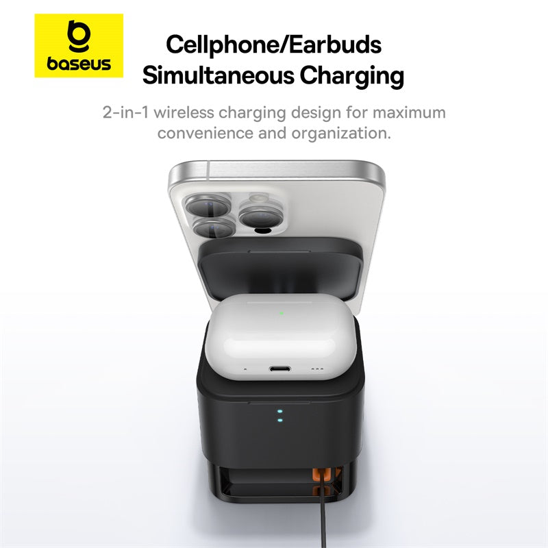 Baseus MagPro 2-in-1 magnetic wireless charger 25W in cosmic black – view 4