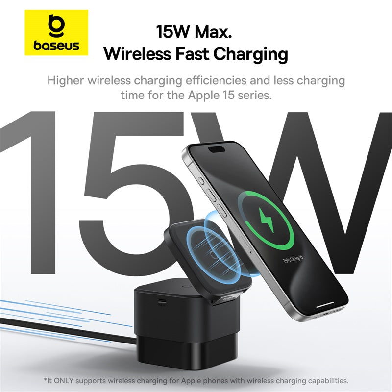 Baseus MagPro 2-in-1 magnetic wireless charger 25W in cosmic black – view 5