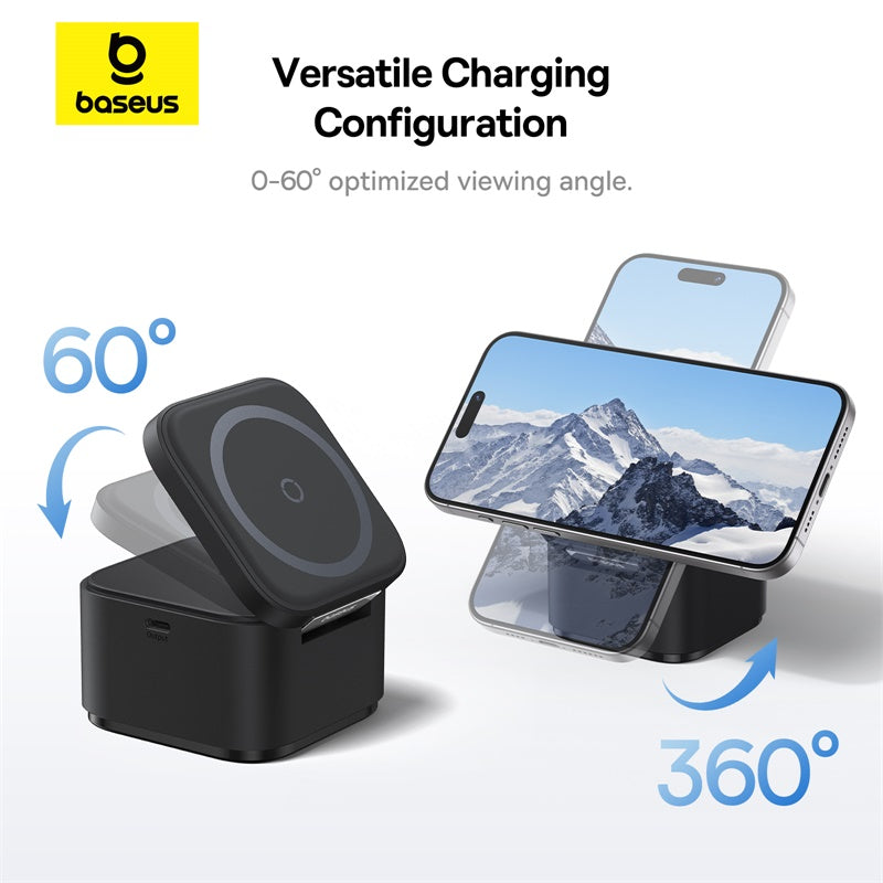 Baseus MagPro 2-in-1 magnetic wireless charger 25W in cosmic black – view 8