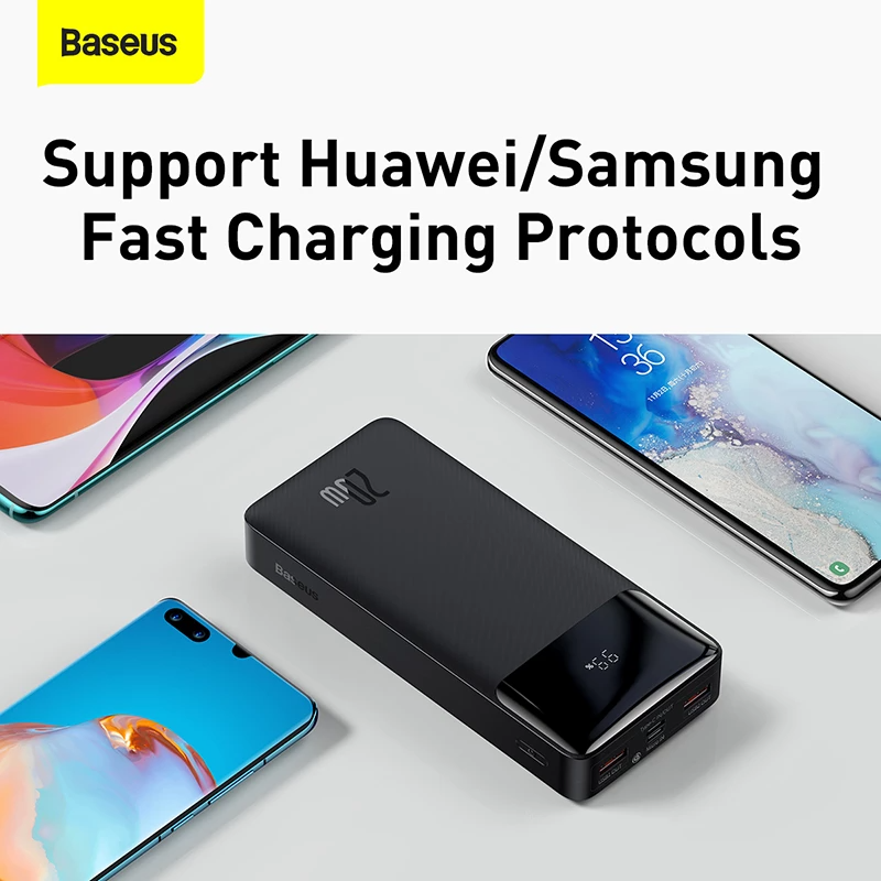 Baseus Bipow PPDML-M01 black 20000mAh 20W power bank front view