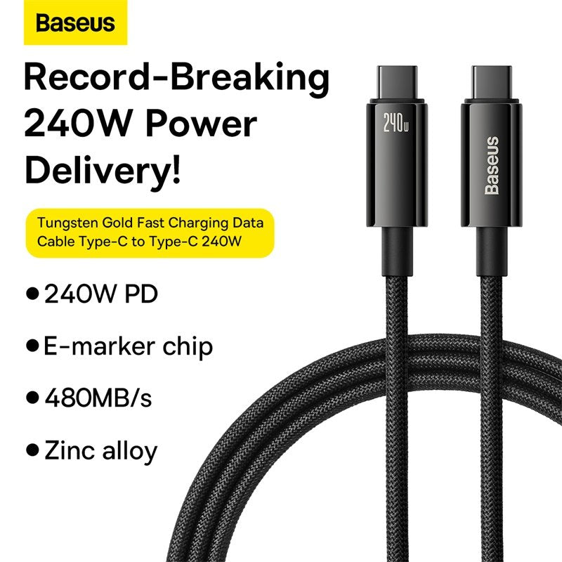 Baseus Tungsten Gold Fast Charging Data Cable Type-C to Type-C 240W product image 2