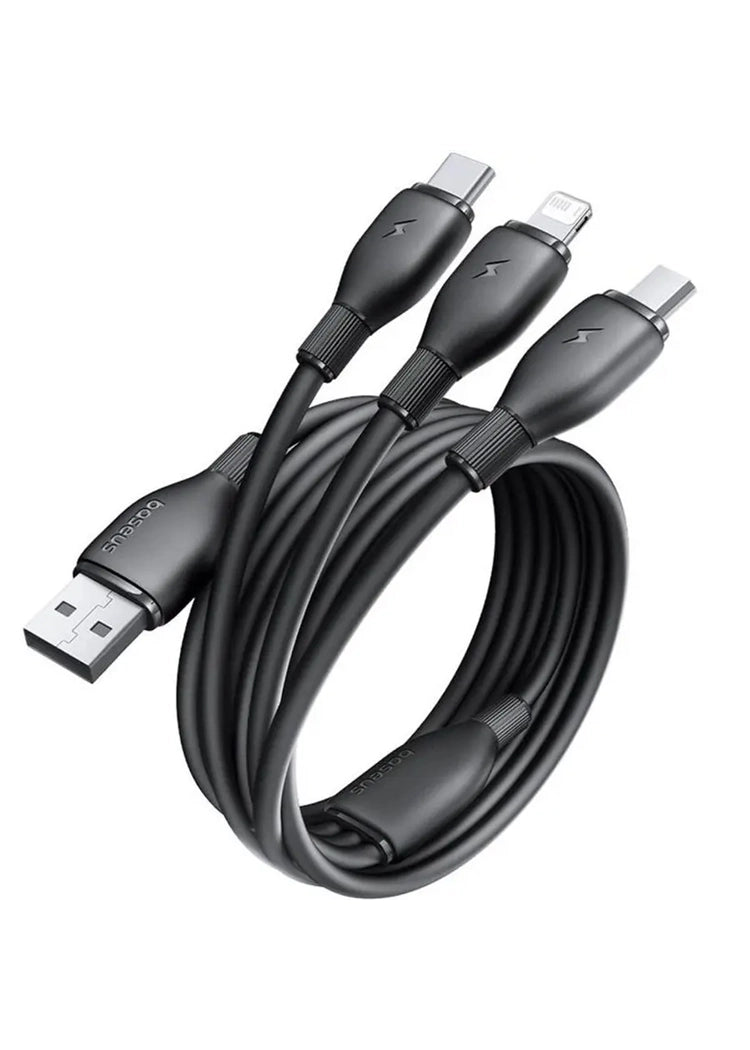 Baseus Ultra-Fast One-for-Three Fast Charging Cable USB A to M+L+C 3.5A 1.3m price in Pakistan – Baseus