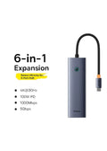 Baseus Ultrajoy 6 IN 1 TYPE C TO 2USB A+ 1USB-C + 1HDMI 1 RJ45 Converter price in Pakistan – Baseus