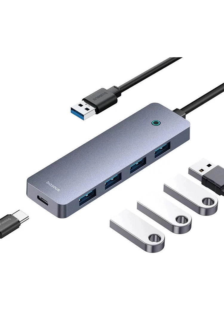Baseus UltraJoy Series 4-Port HUB Space Grey USB-A to USB 3.0*4+USB-C 5V price in Pakistan – Baseus