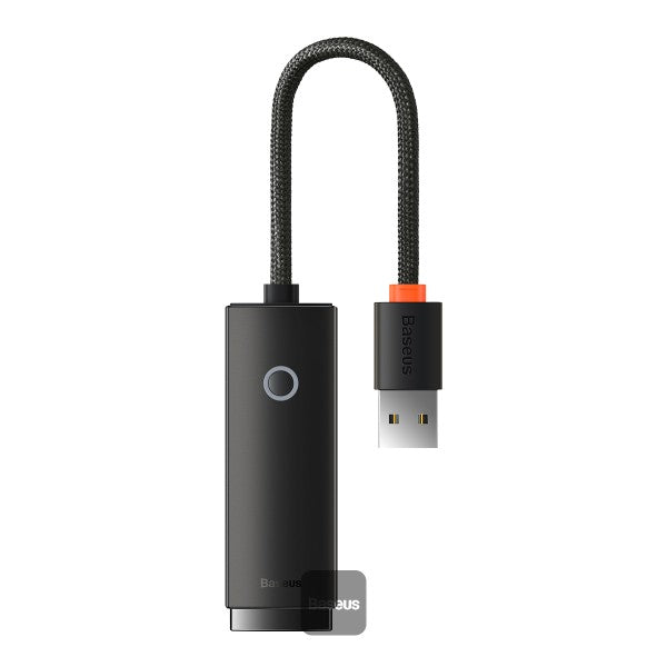 Baseus Lite USB-A to RJ45 Ethernet adapter in black, SKU WKQX000001, view 1