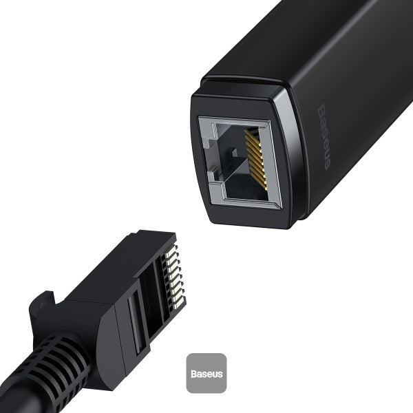 Baseus Lite USB-A to RJ45 Ethernet adapter in black, SKU WKQX000001, view 2