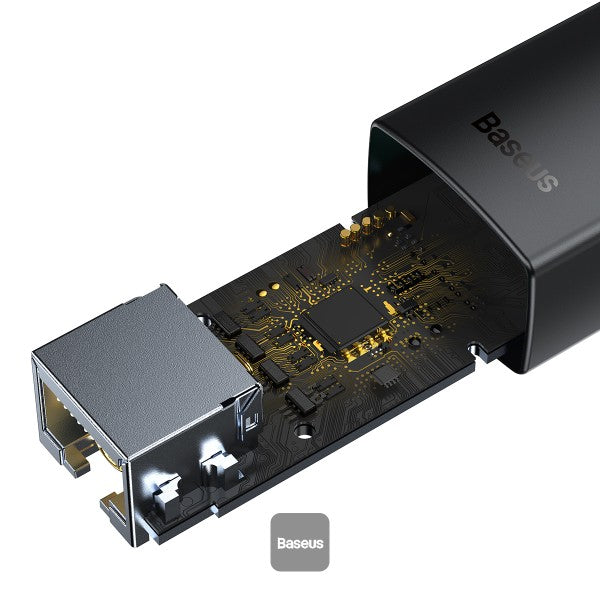 Baseus Lite USB-A to RJ45 Ethernet adapter in black, SKU WKQX000001, view 3