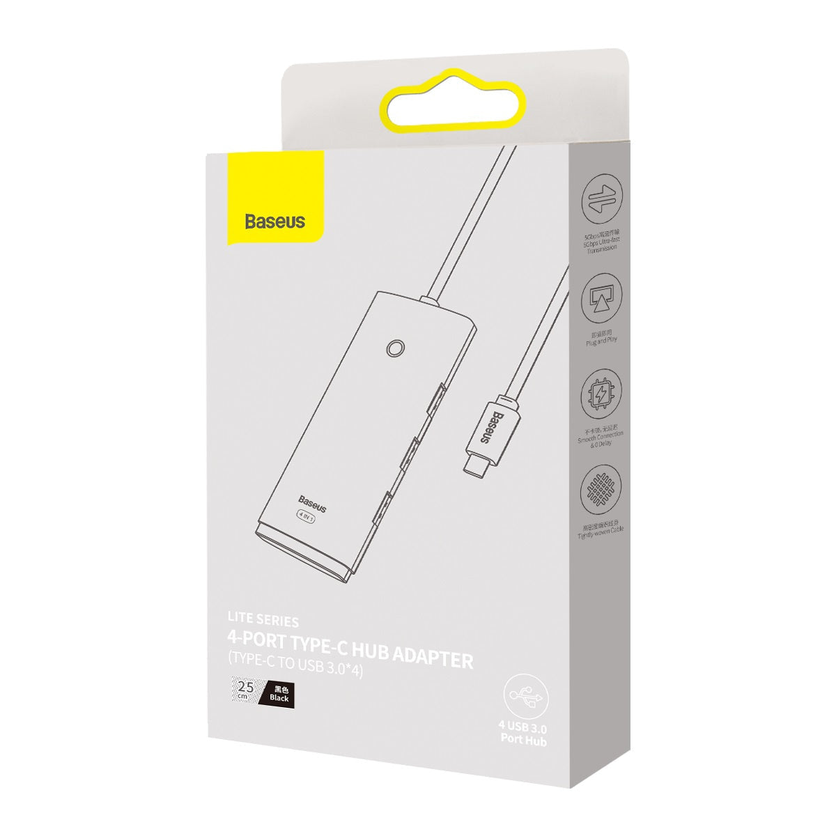 Baseus WKQX030301 black USB-C 4-port hub - view 3