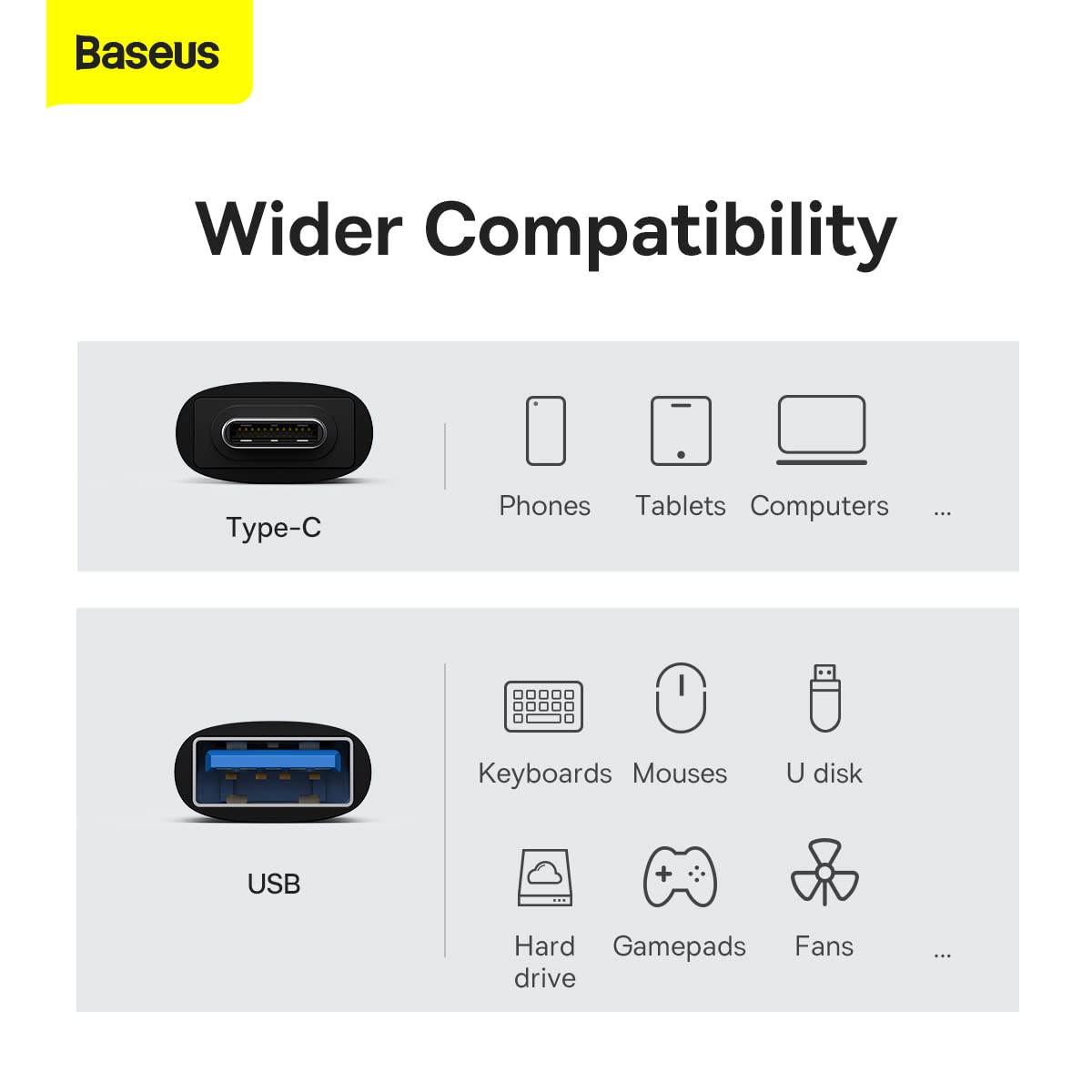 Baseus Ingenuity USB-C to USB-A 3.1 OTG adapter in black – view 3