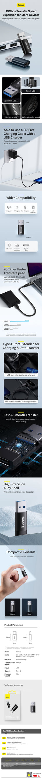 Baseus Ingenuity Series Mini OTG adapter product detail, SKU ZJJQ000101