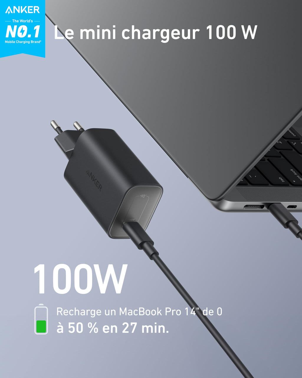 Anker Nano Charger 100W with USB-C Cable - B2679 - view 2