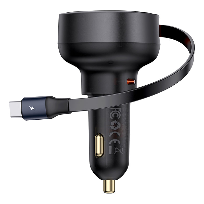 Baseus Enjoyment Pro Series 60W Car Charger (Type-C Port + Type-C Retractable Cable) 