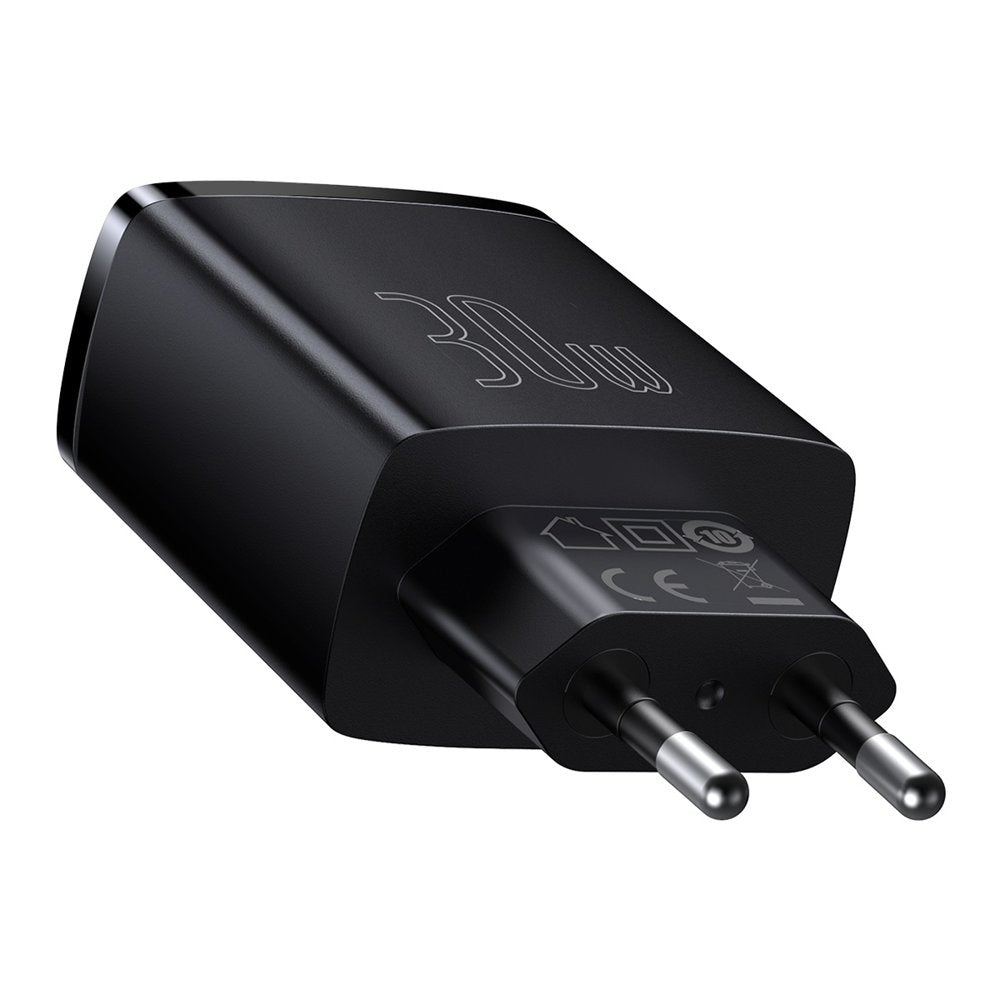 Baseus Compact 30W three-port fast charger black – view 3