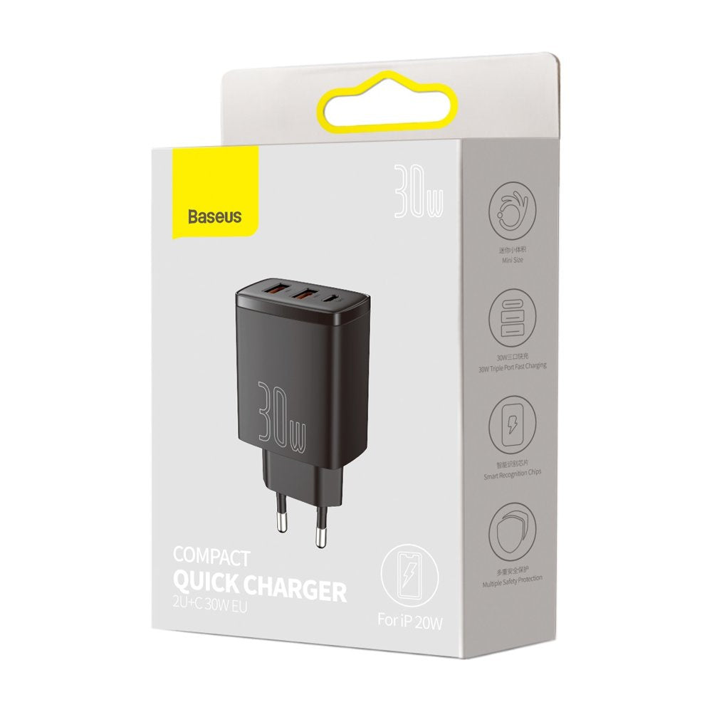 Baseus Compact 30W three-port fast charger black – view 7