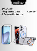 Glassology iPhone 17 White Essentials Bundle – MagSafe Ring Stand Case + Ultra-Clear Screen Protector for iPhone 17